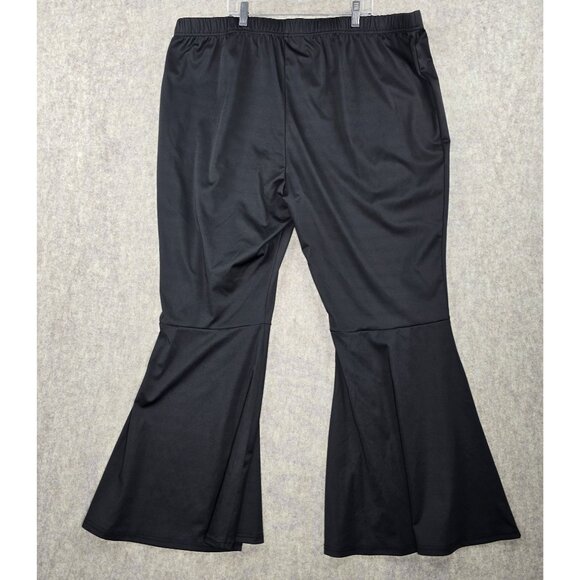 Black Flared Bell Bottom Pants Womens Elastic Waist Polyester Stretch Size 4xl - Picture 2 of 6